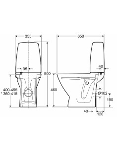 Ifo Sign WC pods 6872 ar universālu izvadu, paaugstināts 2