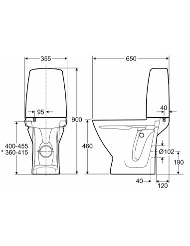 Ifo Sign WC pods 6872 ar universālu izvadu, paaugstināts