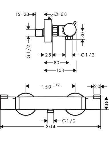 Ecostat Comfort dušas termostats, hroms