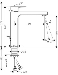 Vernis Shape 190 izlietnes maisītājs, ar pop-up, hroms 2