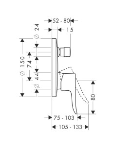 Metris vannas maisītāja virsapmetuma daļa, apaļas formas, hroms 2