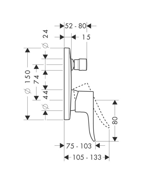 Metris vannas maisītāja virsapmetuma daļa, apaļas formas, hroms
