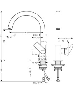 Vernis Shape M35 210 virtuves maisītājs, ar grozāmu snīpi, hroms 2