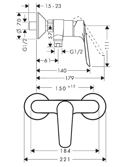 Logis E dušas maisītājs, hroms Logis E dušas maisītājs, hroms