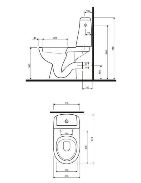 Solo WC pods ar horizontālu izvadu, tvertne 3/6l ar pievadu no apakšas, cietais vāks Solo WC pods ar horizontālu izvadu, tvertne 3/6l ar pievadu no apakšas, cietais vāks