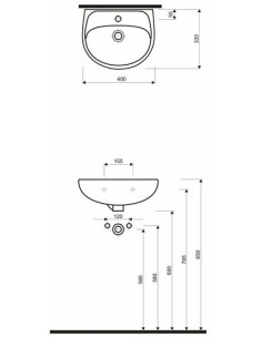 Solo izlietne 40x33cm ar atveri maisītājam, ar pārplūdi 2