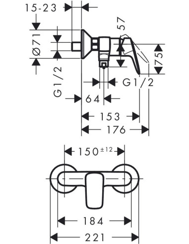 Logis dušas maisītājs, hroms