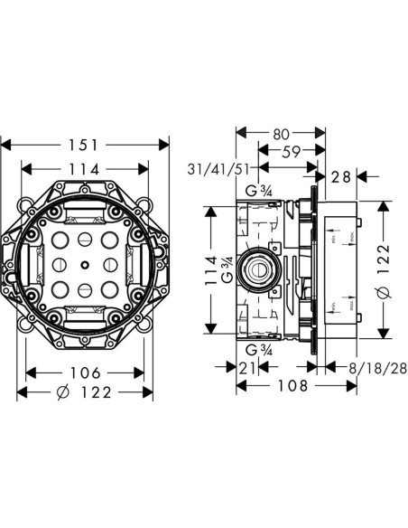 Zemapmetuma korpuss 3/4" iBox universal