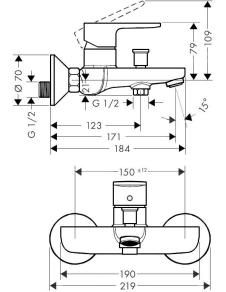 Vernis Blend vannas maisītājs, hroms Vernis Blend vannas maisītājs, hroms
