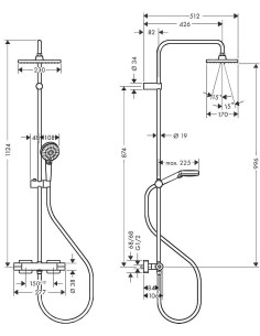 Vernis Shape 230 dušas sistēma ar termostatu, melns 2