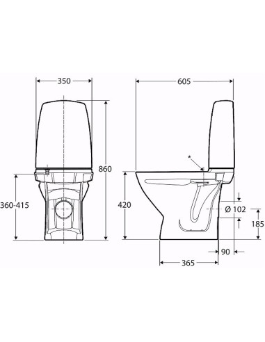 Ifo Sign WC pods 6832, šaurais modelis, universāls izvads