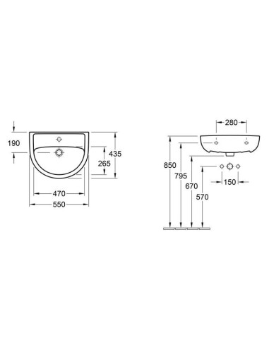 7G1155 Saval 2.0 izlietne 550x435mm uzstādīšanai ar skrūvēm vai kronšteiniem, skrūves un kronšteini nav iekļauti komplektācijā