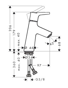 Talis S 80 izlietnes maisītājs, bez pop-up, hroms 2