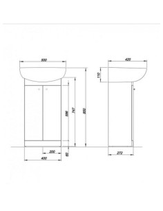 SOLO Izlietnes skapītis ar izlietni 50 cm 2