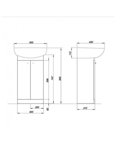 SOLO Izlietnes skapītis ar izlietni 50 cm