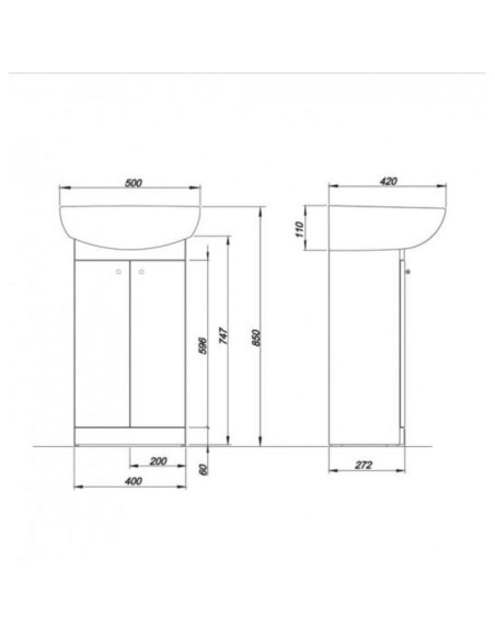 SOLO Izlietnes skapītis ar izlietni 50 cm SOLO Izlietnes skapītis ar izlietni 50 cm