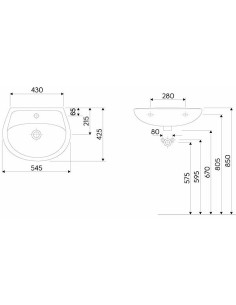 Idol izlietne 55x42cm ar atveri maisītājam, ar pārplūdi 2