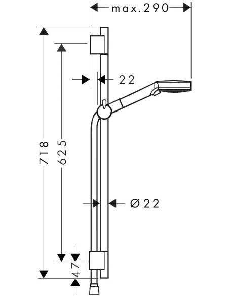 Vernis Blend Vario dušas komplekts ar rokas dušu, 650mm, melns
