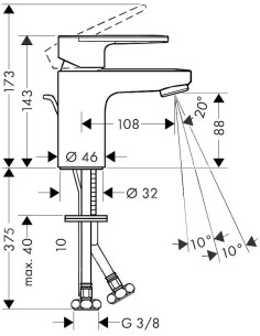 Vernis Blend 100 izlietnes maisītājs, ar pop-up, hroms 2