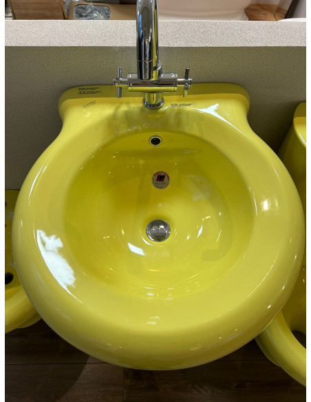 Keramiskā izlietne 66x63cm ar postamentu (70x30cm), Gravena Conio, dzeltena - 1