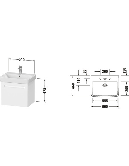 Duravit No.1 komplekt - valamu koos kapiga, 60 cm, grafiitmatt - 6 Duravit No.1 komplekt - valamu koos kapiga, 60 cm, grafiitmatt - 6
