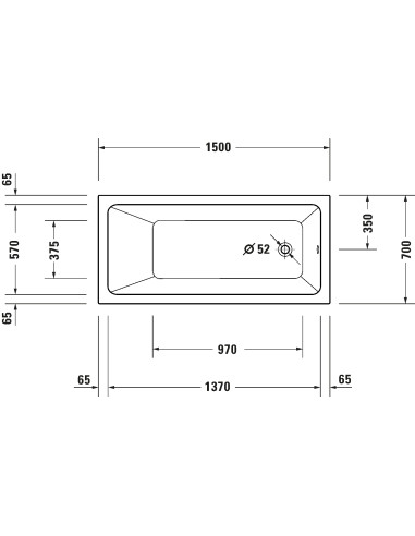 Duravit No.1 taisnstūra vanna 150x70cm, white - 2