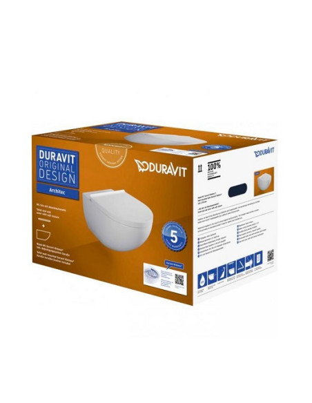 Duravit Architec piekarams pods ar SC vāku,balts - 2 Duravit Architec piekarams pods ar SC vāku,balts - 2