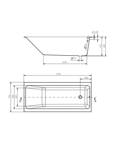 ВАННА CREA SLIM 170x75 ПРЯМОУГОЛЬНАЯ - 4