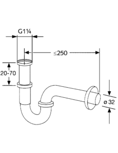 Sifons izlietnei bez noteces 11/4x32, 1025005-00 - 1 2