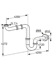 Sifons izlietnei bez noteces 11/4x32, 1025505-00 - 2 2