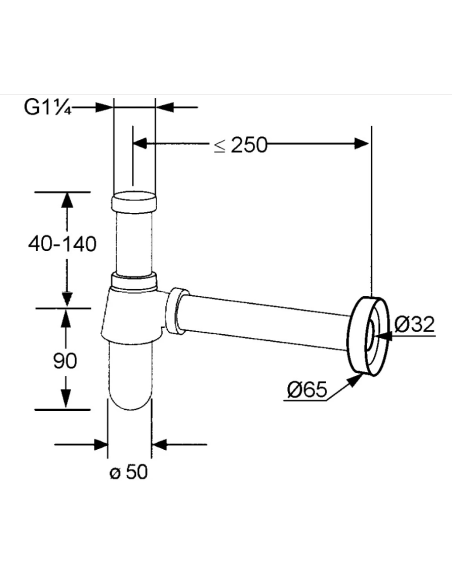 Сифон 1.1/4"x32 chrome 1010505 - 2