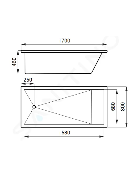 Ванна з нежавеющей стали, матовая поверхность - 3 Ванна з нежавеющей стали, матовая поверхность - 3