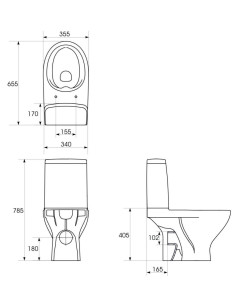 WC COMBI MODUO 666 010 3/5 CLEAN ON, SEAT SLIM WRAP DUROPLAST-SOFT CLOSE (K116-024) - 3 2