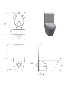 Cersanit CREA WC kompaktpods ar vāku ar skalojamo kasti - 4 2