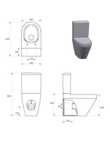 Cersanit CREA WC kompaktpods ar vāku ar skalojamo kasti - 1