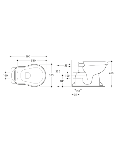 Kerasan Retro grīdas pods ar horizont.izvadu, balts 1011 01 - 3