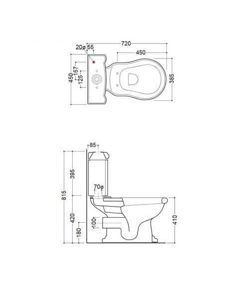 Kerasan Retro compact toilet with horizontal outlet, white 1013 01 - 1