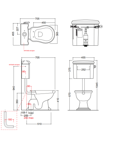 Kerasan Retro tualetes pods ar cisternu, horizont. izvads, balts 1011 01+1082 01 - 6