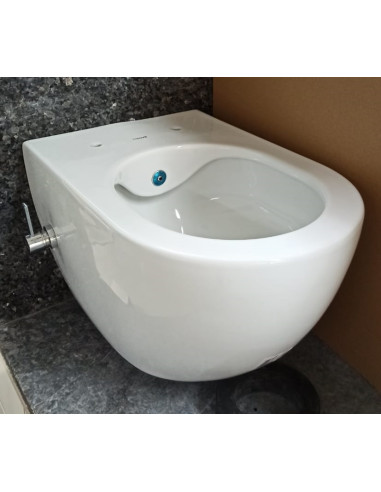 Creavit Free pie sienas piekaramais pods ar iebūvētu bidē jaucējkrānu, bez apmalēm, bez vāka, balts - 5