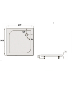 Dušo padėklas "SPN P 707", baltas ,900 x 900 - 2 2