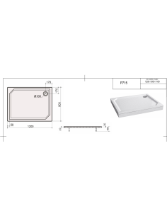 Dušo padėklas "SPN P 715", baltas ,900 x 1200 - 2 2