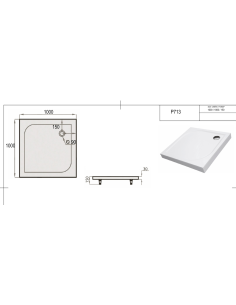 Dušo padėklas "SPN P 713", baltas ,1000x1000 - 2 2