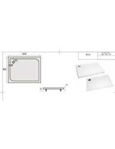 Dušo padėklas "SPN P 711", baltas ,800 x 1200 - 2 2