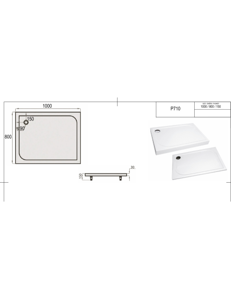Shower tray "SPN P 710", white,800 x 1000 - 1