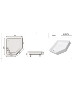 Dušo padėklas "SPN P 705", 5 kampai ,900 x 900 - 2 2