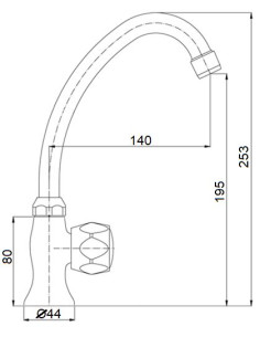 Sink faucet for one water MG2151 RETRO, DIVUPE - 1 2
