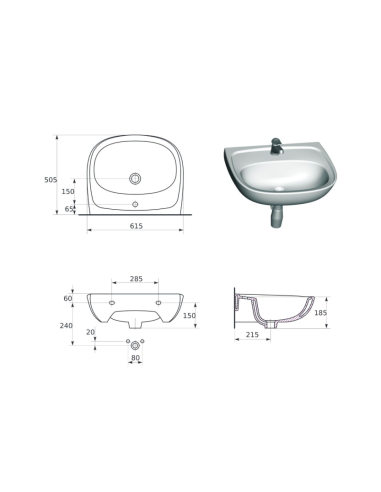 Cersanit MARKET Sink 60cm, white - 1