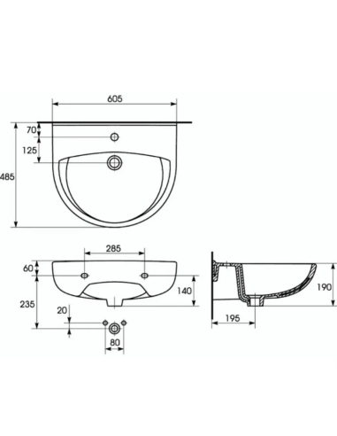 Cersanit MARKET Sink 60cm, white - 6