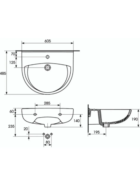 Cersanit MARKET Sink 60cm, white - 6