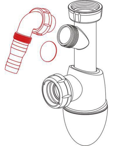 Valamu sifoon pesumasina ühendusega D32mm - 1